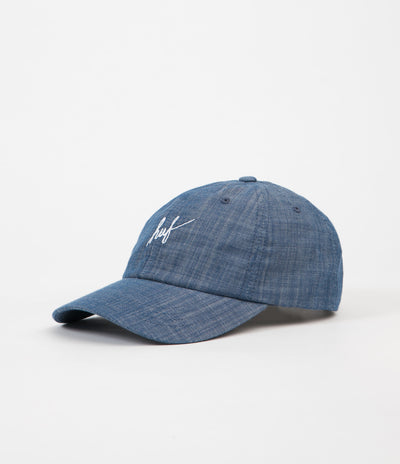 HUF Script Chambray Curved Visor 6 Panel Cap - Blue