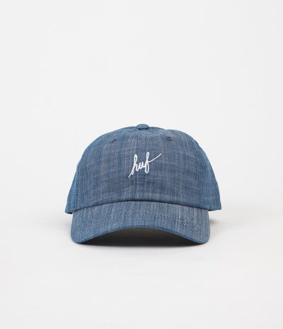 HUF Script Chambray Curved Visor 6 Panel Cap - Blue