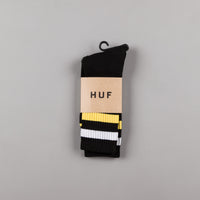 HUF Two Stripe Crew Socks - Black thumbnail