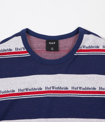 HUF Worldwide Stripe Knit T-Shirt - Twilight Blue