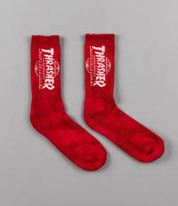 HUF x Thrasher TDS Crystal Wash Crew Socks - Red