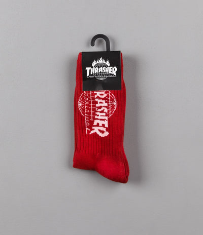 HUF x Thrasher TDS Crystal Wash Crew Socks - Red