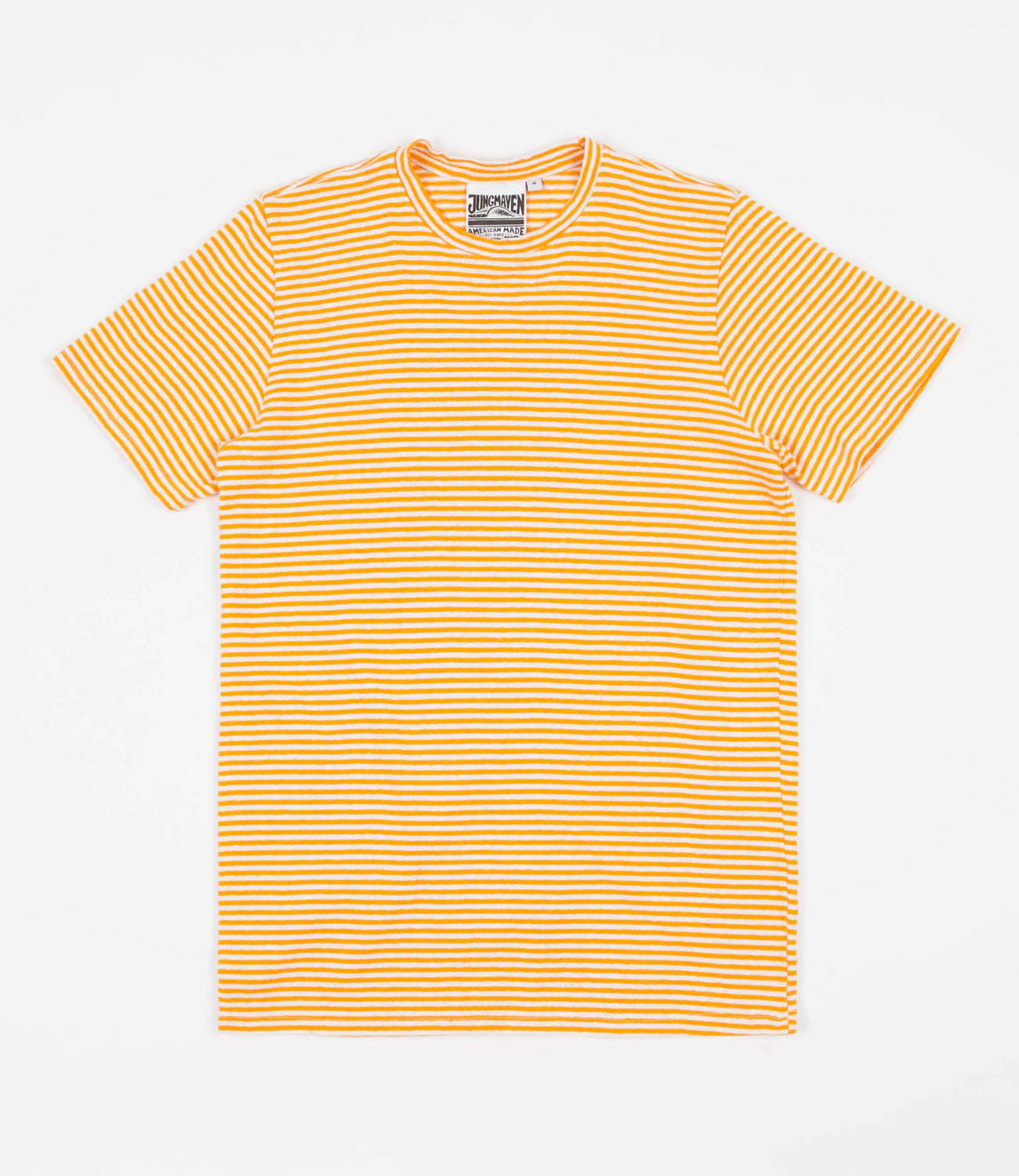 Jungmaven Yarn Dyed Hemp TShirt Carrot Orange Stripe Flatspot