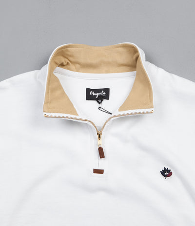 Magenta Club Zip Neck Sweatshirt - White / Beige