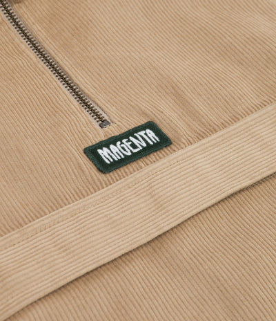 Magenta Corduroy Kangoo Neckzip Sweatshirt - Beige