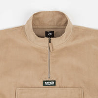 Magenta Corduroy Kangoo Neckzip Sweatshirt - Beige thumbnail