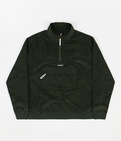 Magenta Corduroy Kangoo Neckzip Sweatshirt - Green
