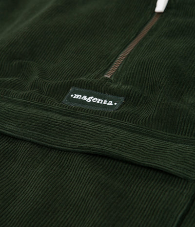 Magenta Corduroy Kangoo Neckzip Sweatshirt - Green