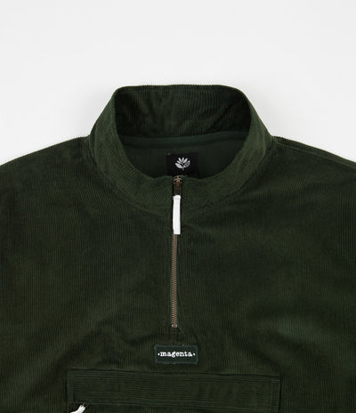 Magenta Corduroy Kangoo Neckzip Sweatshirt - Green