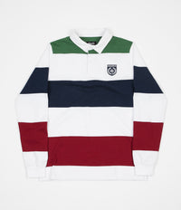 Magenta Long Sleeve Rugby Polo Shirt - Green / White / Navy