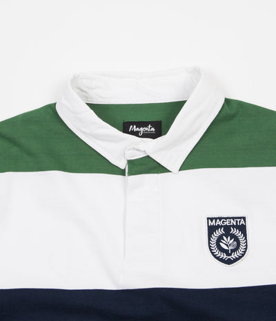 Magenta Long Sleeve Rugby Polo Shirt - Green / White / Navy