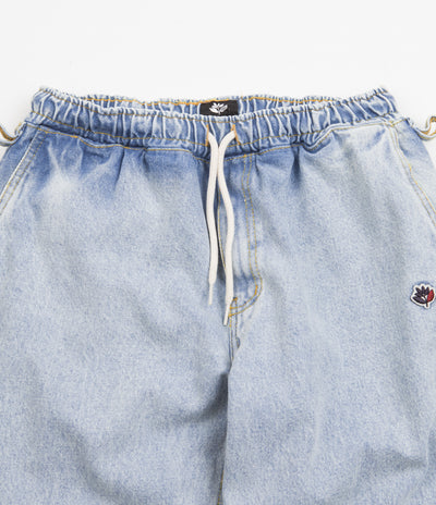 Magenta Loose Pants in Washed Denim