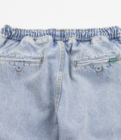 Magenta Loose Pants in Washed Denim