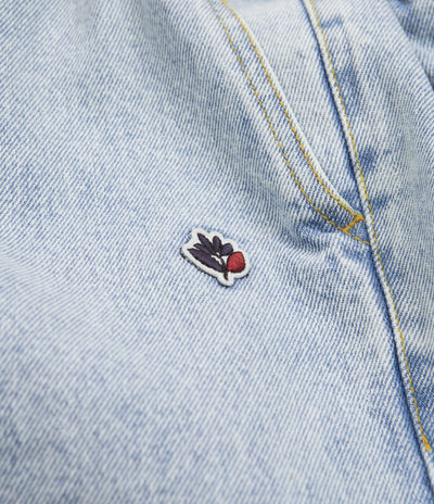 Magenta Loose Pants in Washed Denim