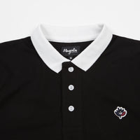 Magenta Pique Long Sleeve Polo Shirt - Black thumbnail