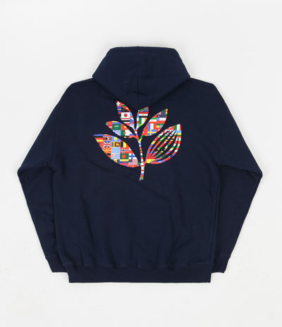 Magenta Plant Flag Hoodie - Navy