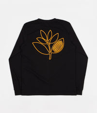 Magenta Plant Outline Long Sleeve T-Shirt - Black