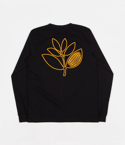 Magenta Plant Outline Long Sleeve T-Shirt - Black