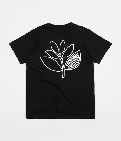 Magenta Plant Outline T-Shirt - Black