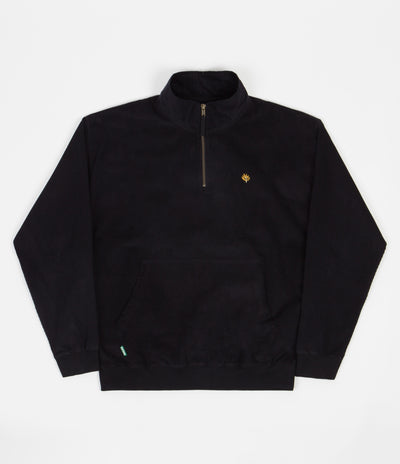 Magenta Plaza Cord Zip Neck Sweatshirt - Black