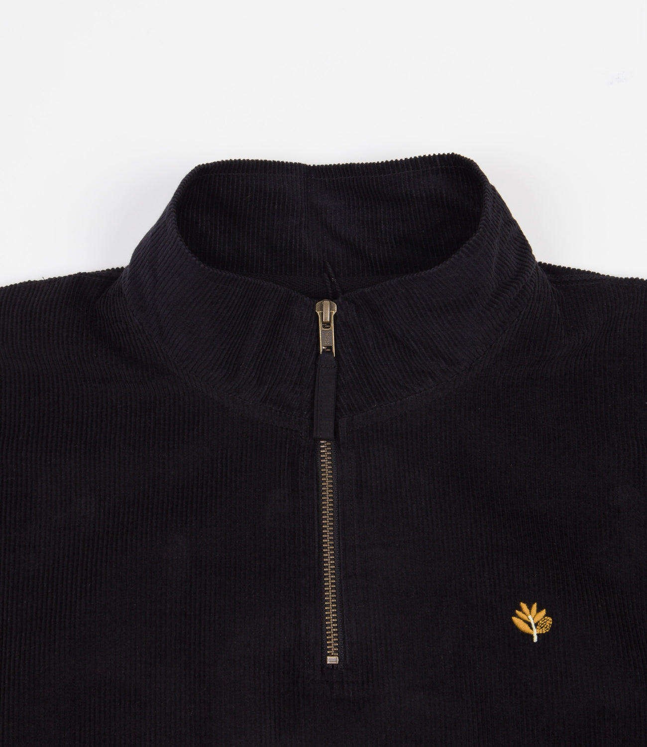 Magenta Plaza Cord Zip Neck Sweatshirt - Black | Flatspot