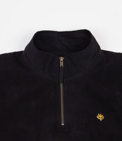 Magenta Plaza Cord Zip Neck Sweatshirt - Black