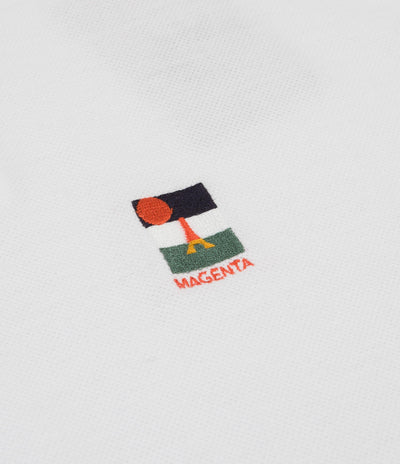 Magenta Sunset Pique Polo Shirt - White