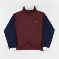 Magenta Tricolour Zip Neck Sweatshirt - Navy / Burgundy / White thumbnail