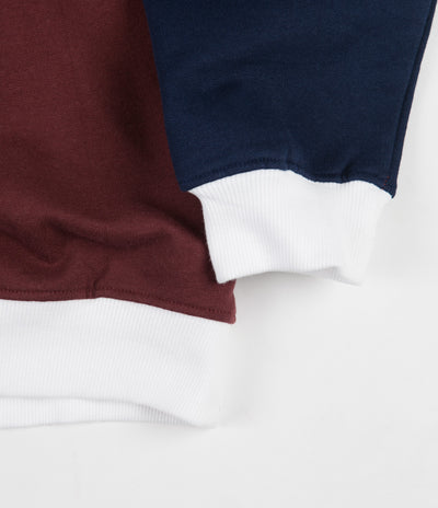 Magenta Tricolour Zip Neck Sweatshirt - Navy / Burgundy / White