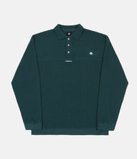Magenta Waffle Long Sleeve Polo Shirt - Teal