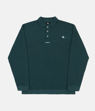 Magenta Waffle Long Sleeve Polo Shirt - Teal
