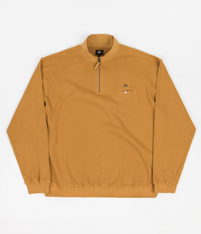 Magenta Waffle Zip Polo Neck Sweatshirt - Honey