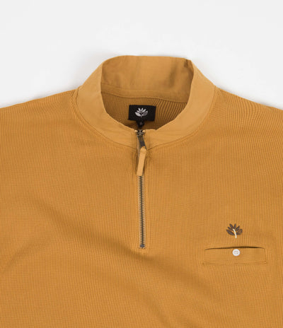 Magenta Waffle Zip Polo Neck Sweatshirt - Honey