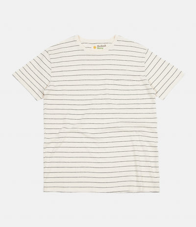 Mollusk Hemp Stripe T-Shirt - Natural / Indigo Stripe