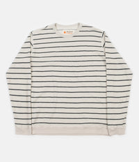 Mollusk Stripe Hemp Crewneck Sweatshirt - Fog / Navy Stripe