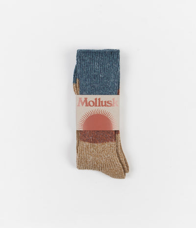 Mollusk Twist Crew Socks - Rust / Blue