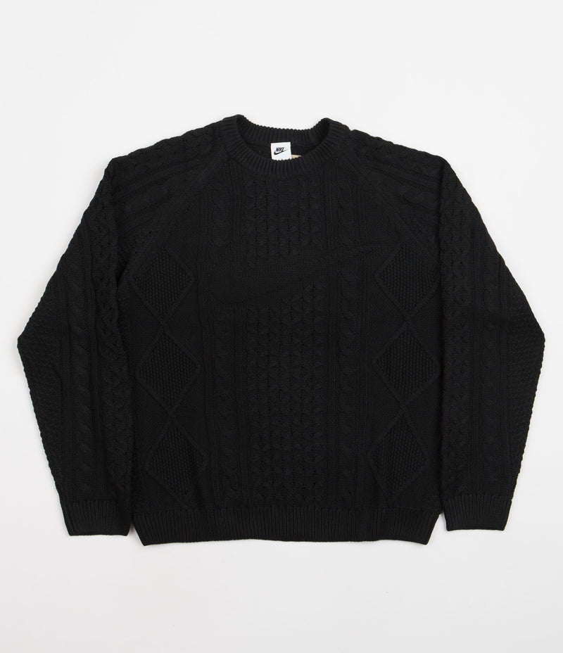 Nike Cable Knit Crewneck Sweatshirt - Black | Flatspot