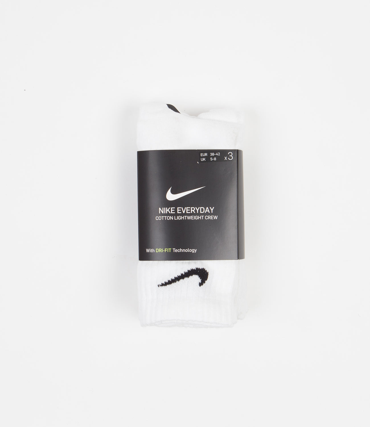 NIKE Everyday Dri-Fit Lightweight 3 Pack Crew Socks - WHITE