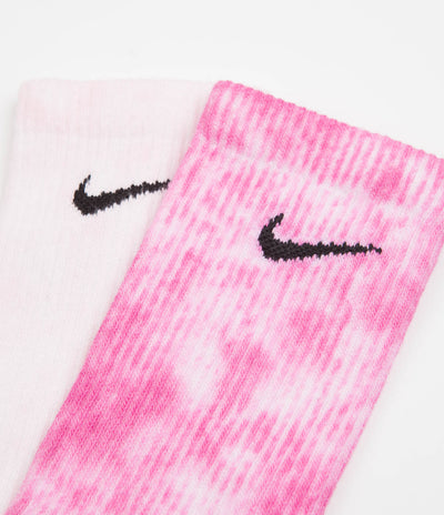 Nike Everyday Plus Tie-Dye Crew Socks (2 Pair) - Pink / Multi