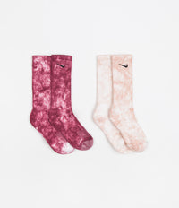 Nike Everyday Plus Tie-Dye Crew Socks (2 Pair) - Red / Multi
