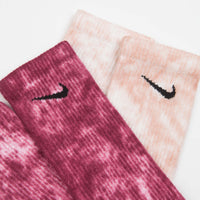Nike Everyday Plus Tie-Dye Crew Socks (2 Pair) - Red / Multi thumbnail
