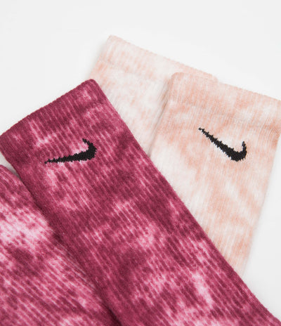 Nike Everyday Plus Tie-Dye Crew Socks (2 Pair) - Red / Multi