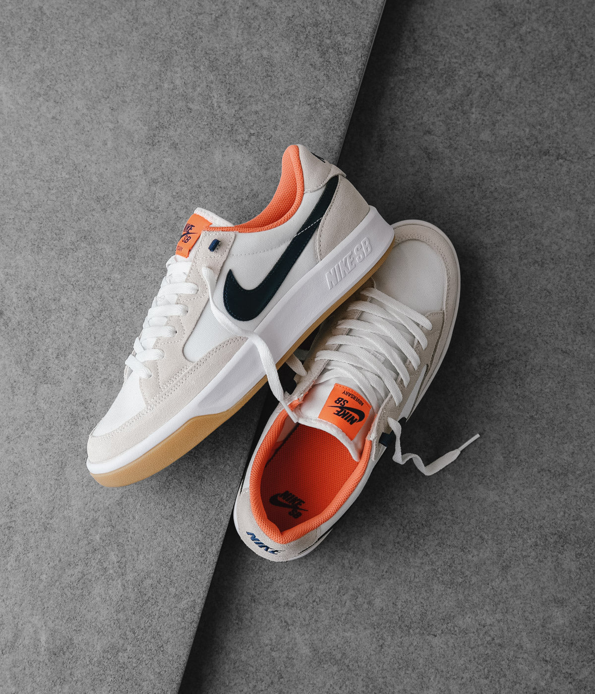 Nike SB Adversary Premium Shoes - White / Midnight Navy - Turf Orange | Flatspot