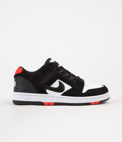 Nike SB Air Force II Low Shoes - Black / Black - White - Habanero Red ...