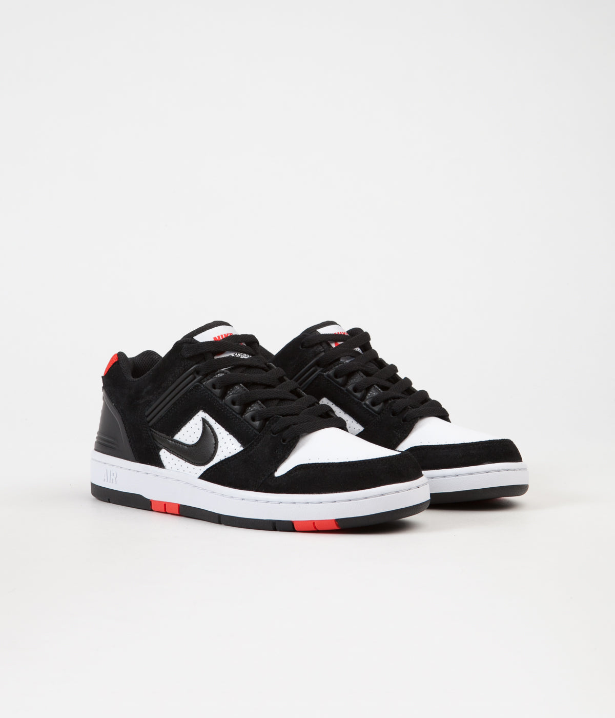 Nike SB Air Force II Low Shoes - Black / Black - White - Habanero Red | Flatspot