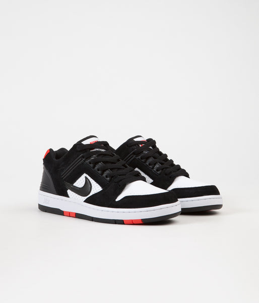 Nike SB Air Force II Low Shoes - Black / Black - White - Habanero Red ...