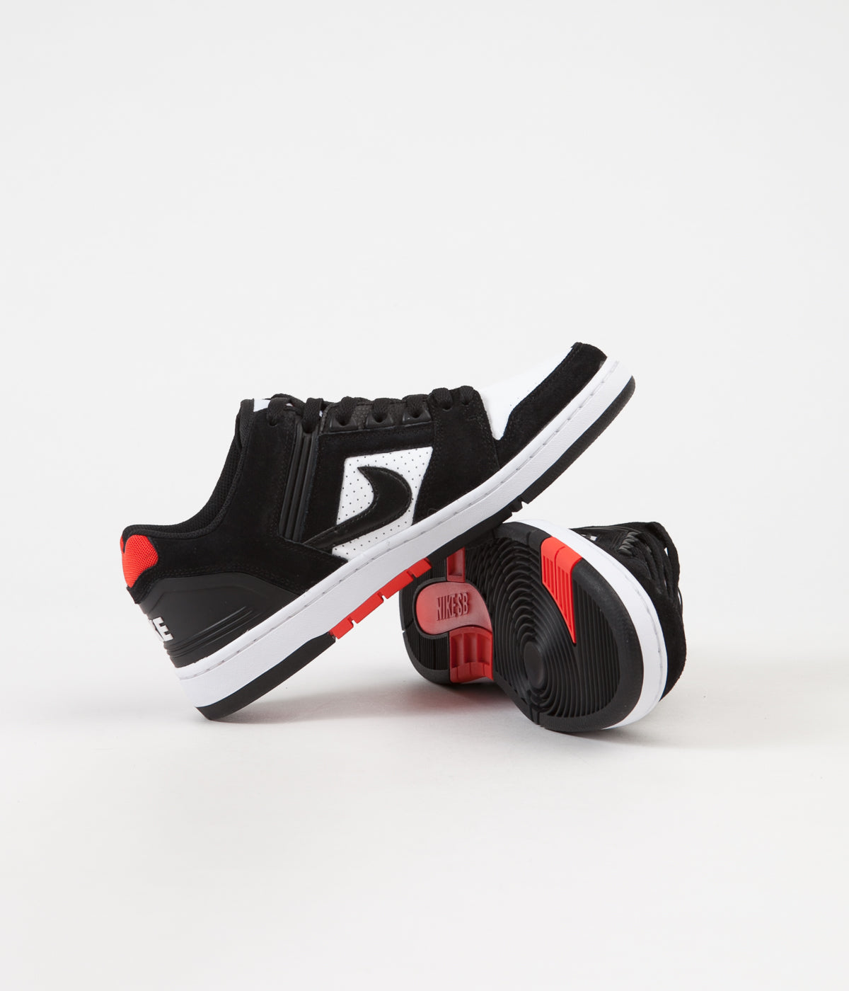 Nike SB Air Force II Low Shoes - Black / Black - White - Habanero Red | Flatspot