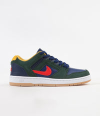 Nike SB Air Force II Low Shoes - Midnight Green / Habanero Red - Blue Void