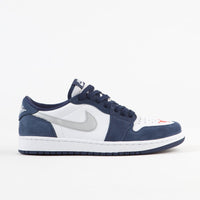 Nike SB Air Jordan 1 Low Shoes - Midnight Navy / Metallic Silver - White thumbnail