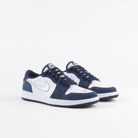 Nike SB Air Jordan 1 Low Shoes - Midnight Navy / Metallic Silver - White thumbnail